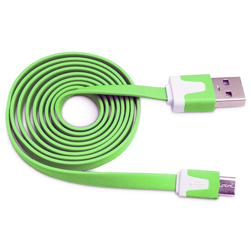 Pama Tangle Free Green Flat Micro USB Data Cable 1M