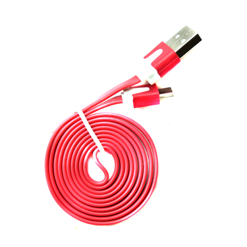Pama Tangle Free Flat Red Micro USB Data Cable 1M