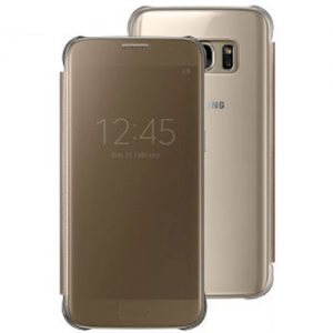 Genuine Samsung Clear View Cover For S7 Edge In Gold