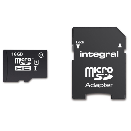 Integral Micro SDHC/XC 90mb 16GB Class 10 Memory Card with SD Adaptor