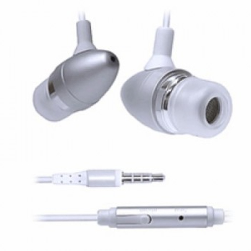Pama iPhone Stereo Earphones with Mic and Remote - Silver - IPHEMS