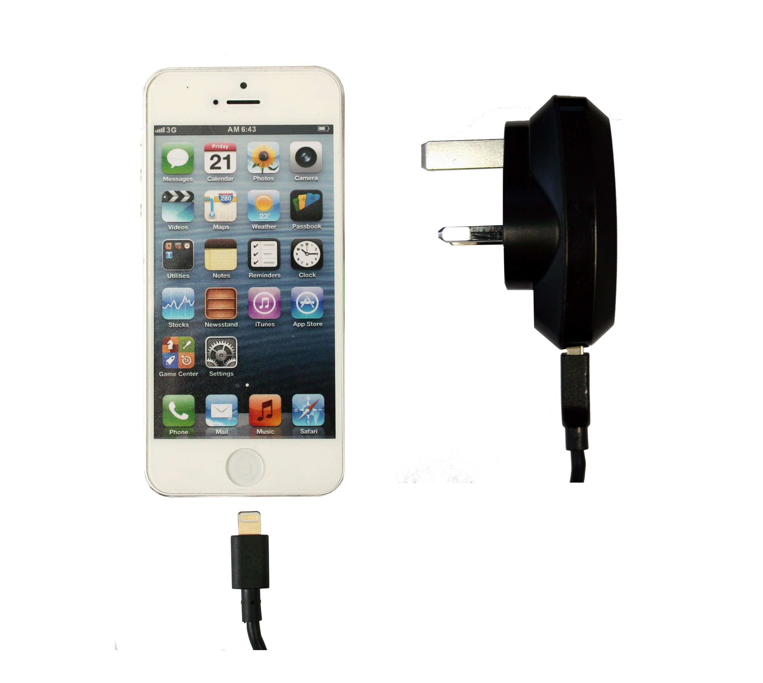 New Pama UK Mains Travel Charger to suit iPhone5 iPad4/iPad Mini - MFi Approved