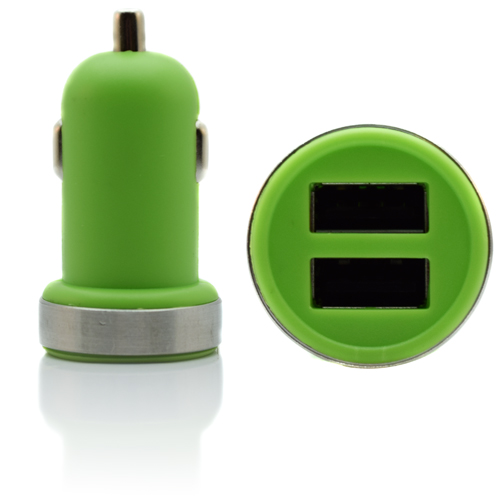Pama Universal Twin USB In Car Charger In Green 2A - USBM2SCGN2A