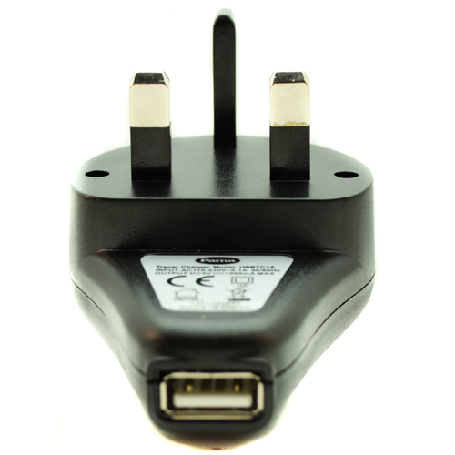 Pama UK Mains Travel Charger 5VDC/1000mA With USB Socket - USBTC1A